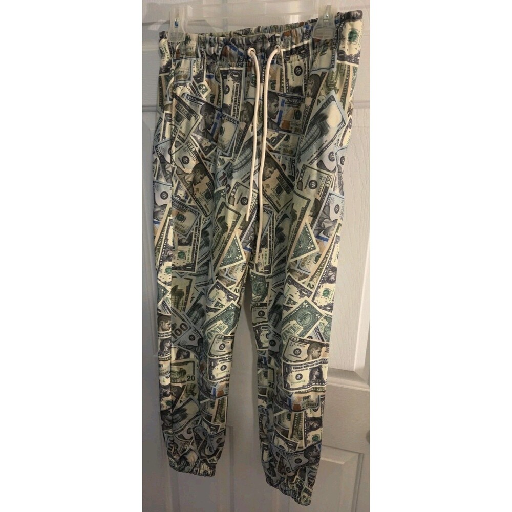 New Usher Sweatpants Medium M Bucks Printed Draw Strings Cotton Polyester